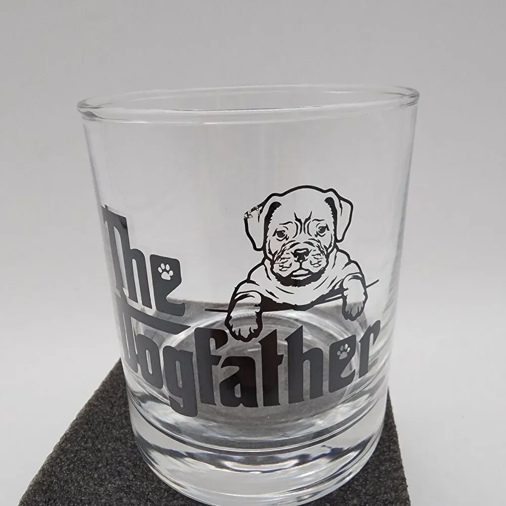 Bulldog Whiskey Glass The Dogfather Dad Husband Christmas Birthday Gift TOUNER